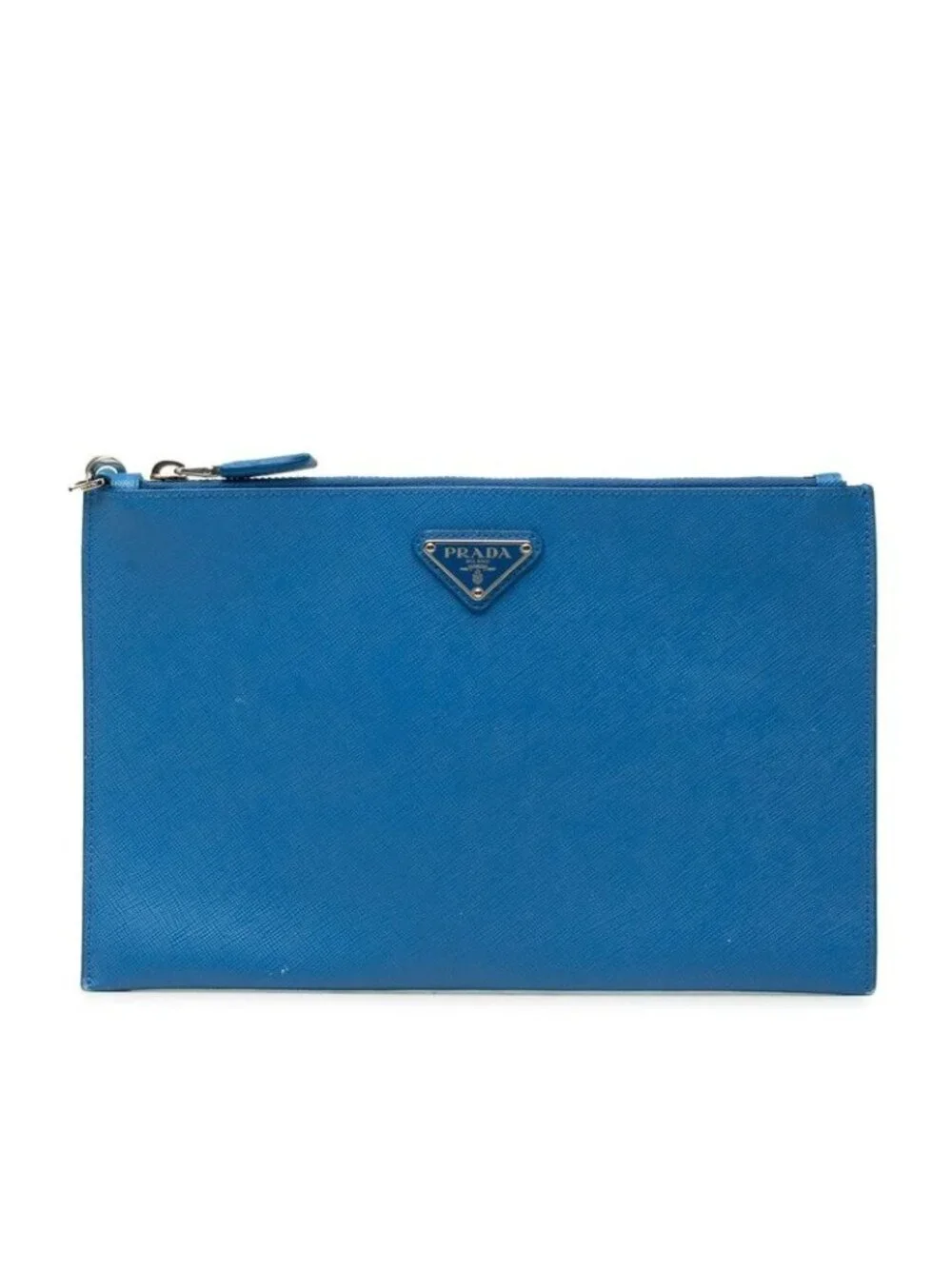 Prada Blue Saffiano Leather Clutch Bag